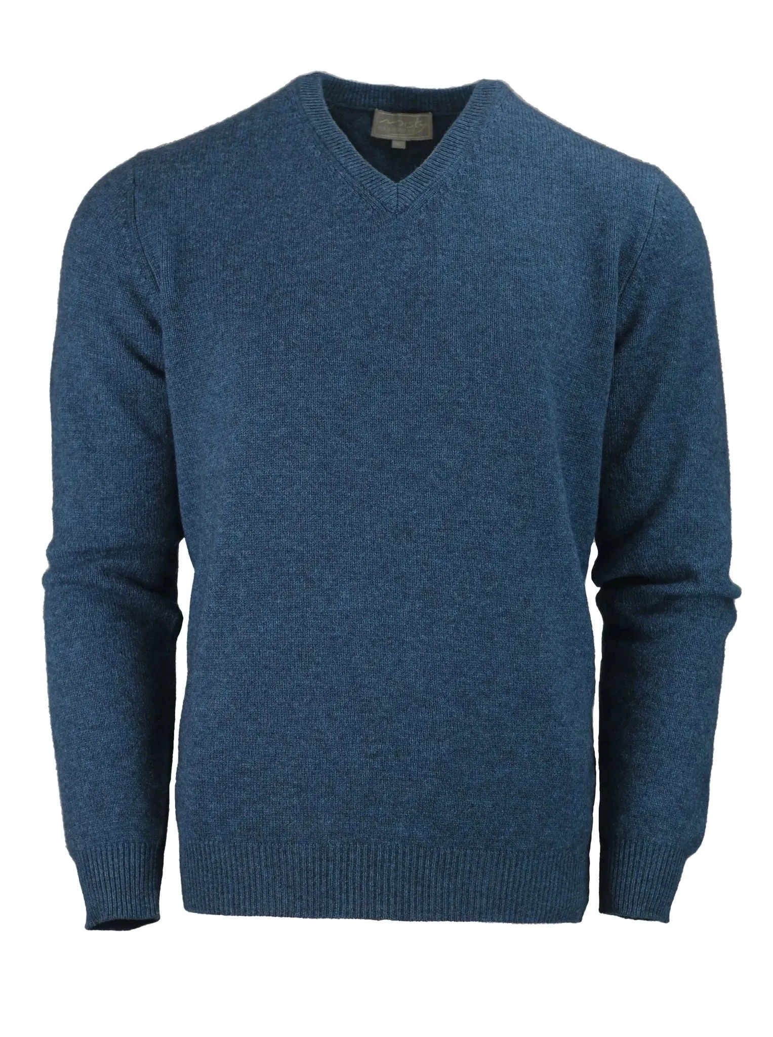 Cashmere and Merino V-Neck Jumper | Ocean Blue
