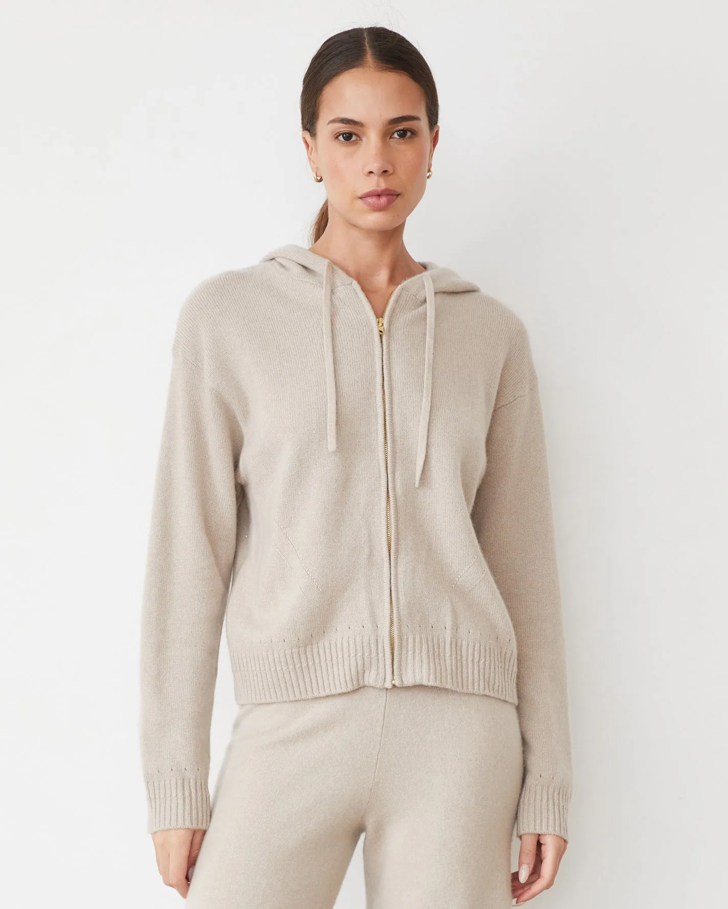Cashmere Zip Up Hoody Neutral Mood