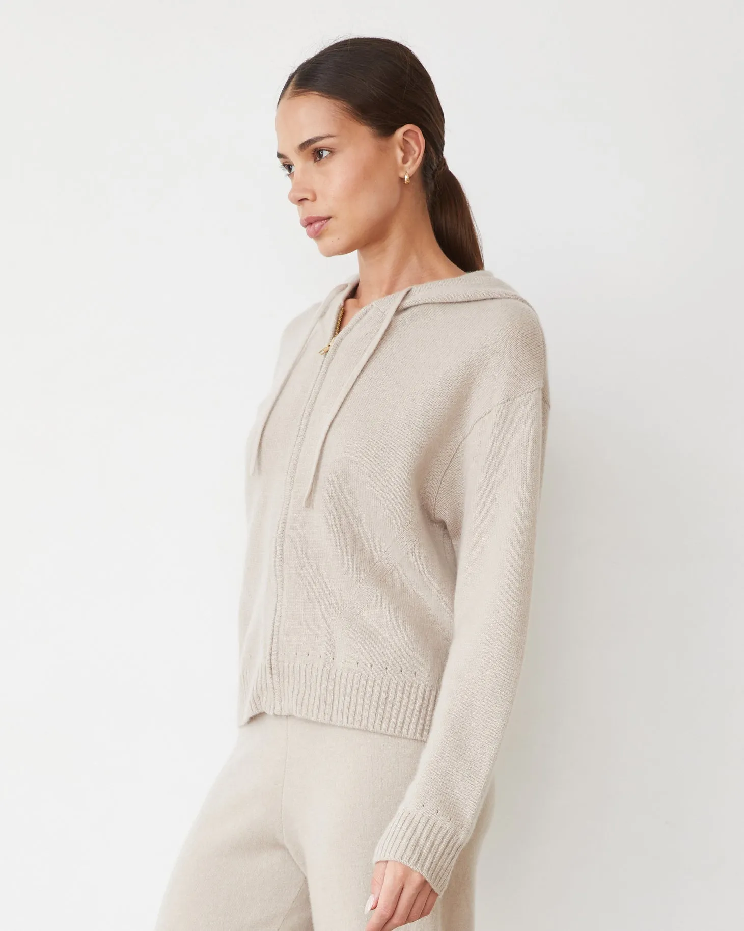 Edgy Twist Day Ready Look Cashmere Zip Up Hoody
