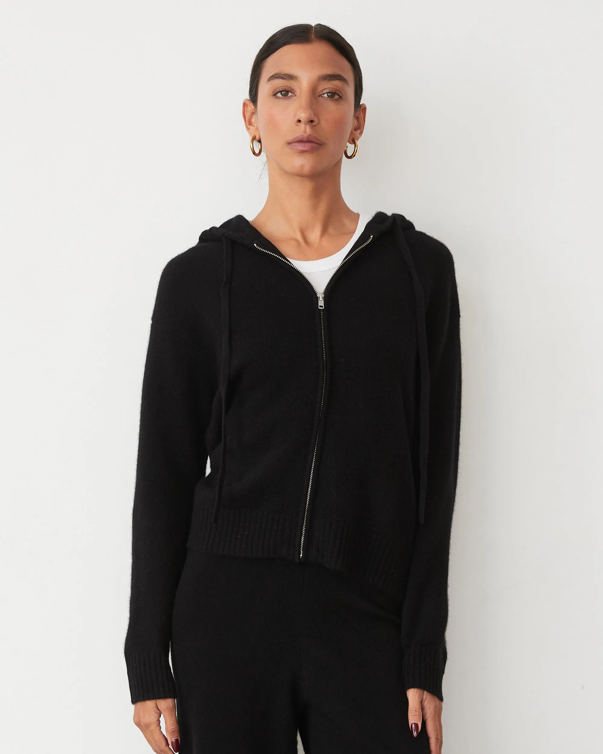 Stylish Silhouette Cashmere Zip Up Hoody