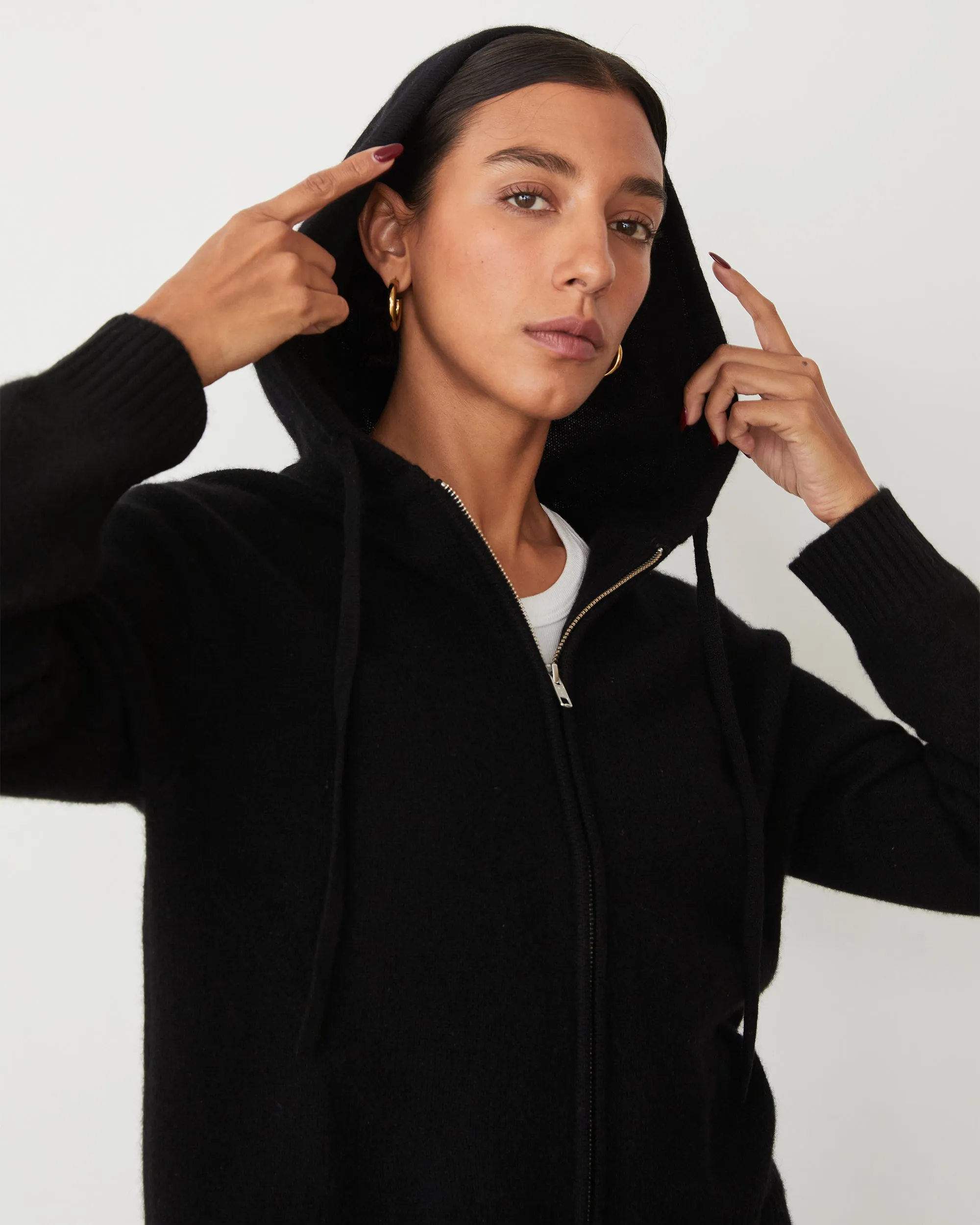Cashmere Zip Up Hoody Smooth Shape