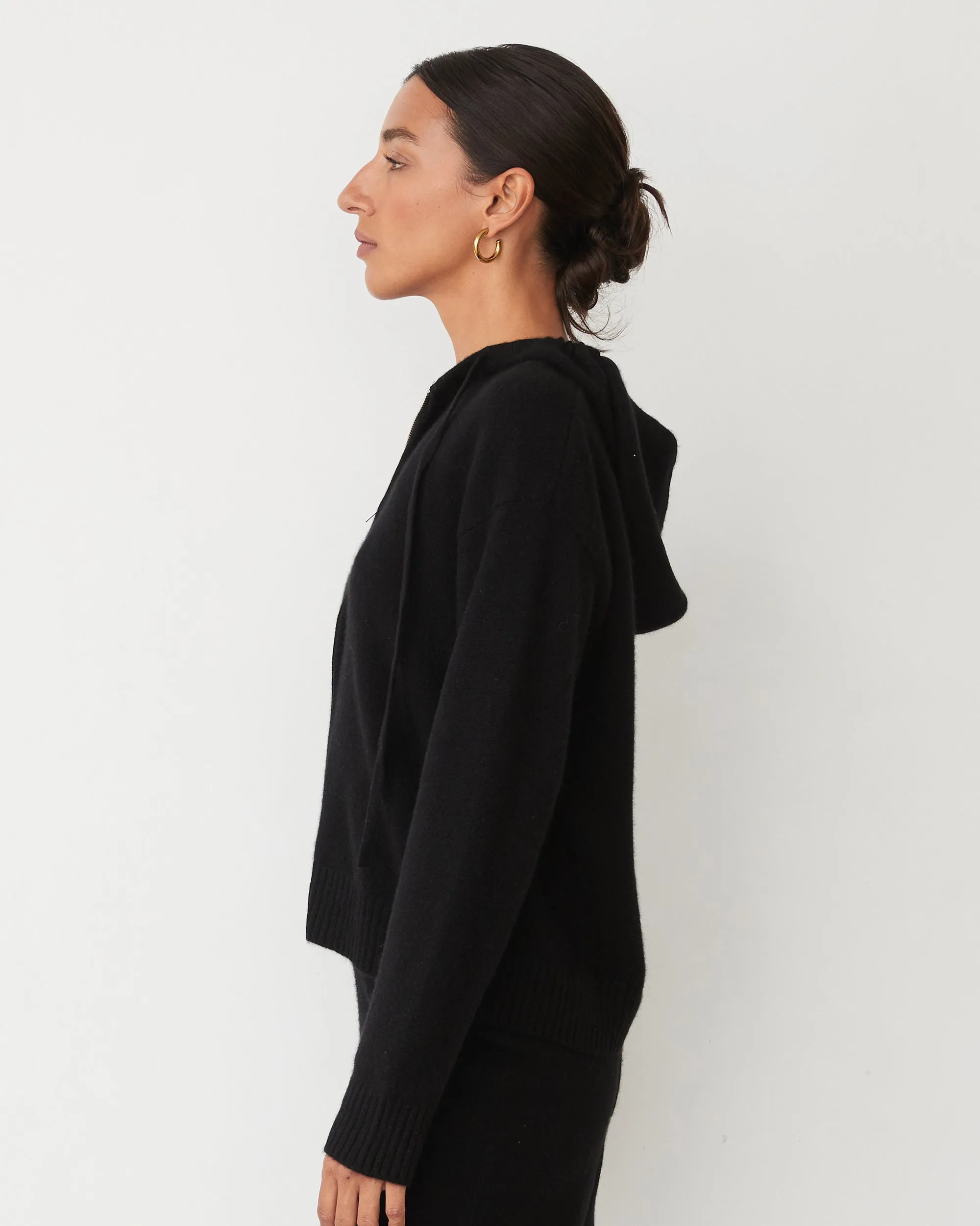 Cashmere Zip Up Hoody Flowy casual dress Contemporary Layer