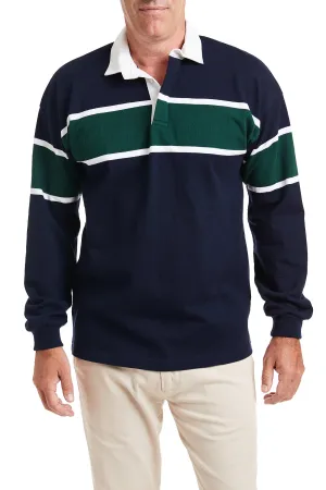 Castaway Rugby Shirt Navy & Green Team Stripe AllDayComfort
