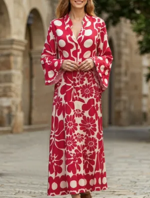 Cozy Wear Casual Bohemian Print Shirt Dress