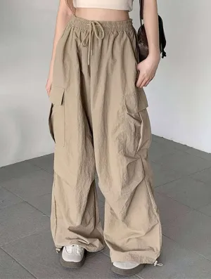 CASUAL ELASTIC WAIST WIDE LEG STRAIGHT LEG PANTS_CWBLP0768 Relax Mode