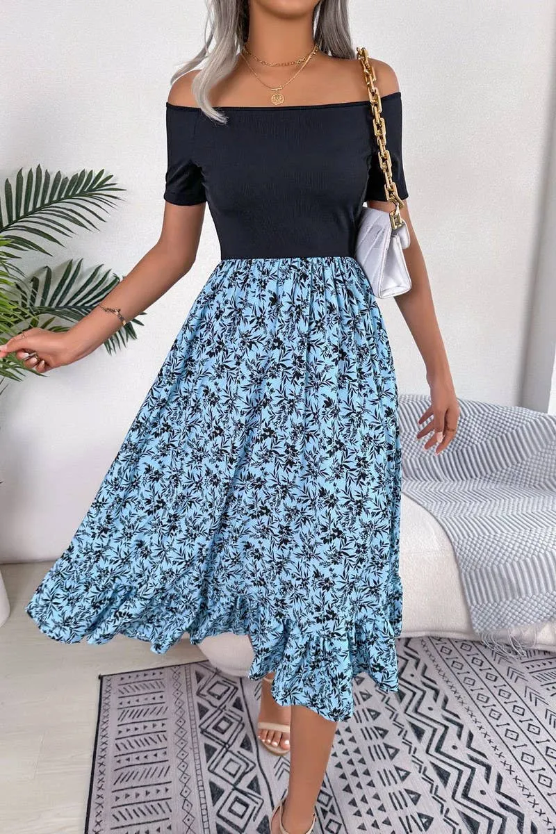 CASUAL FLORAL FLOUNCES MID LENGTH DRESS_CWDSD2506 Light Wrap