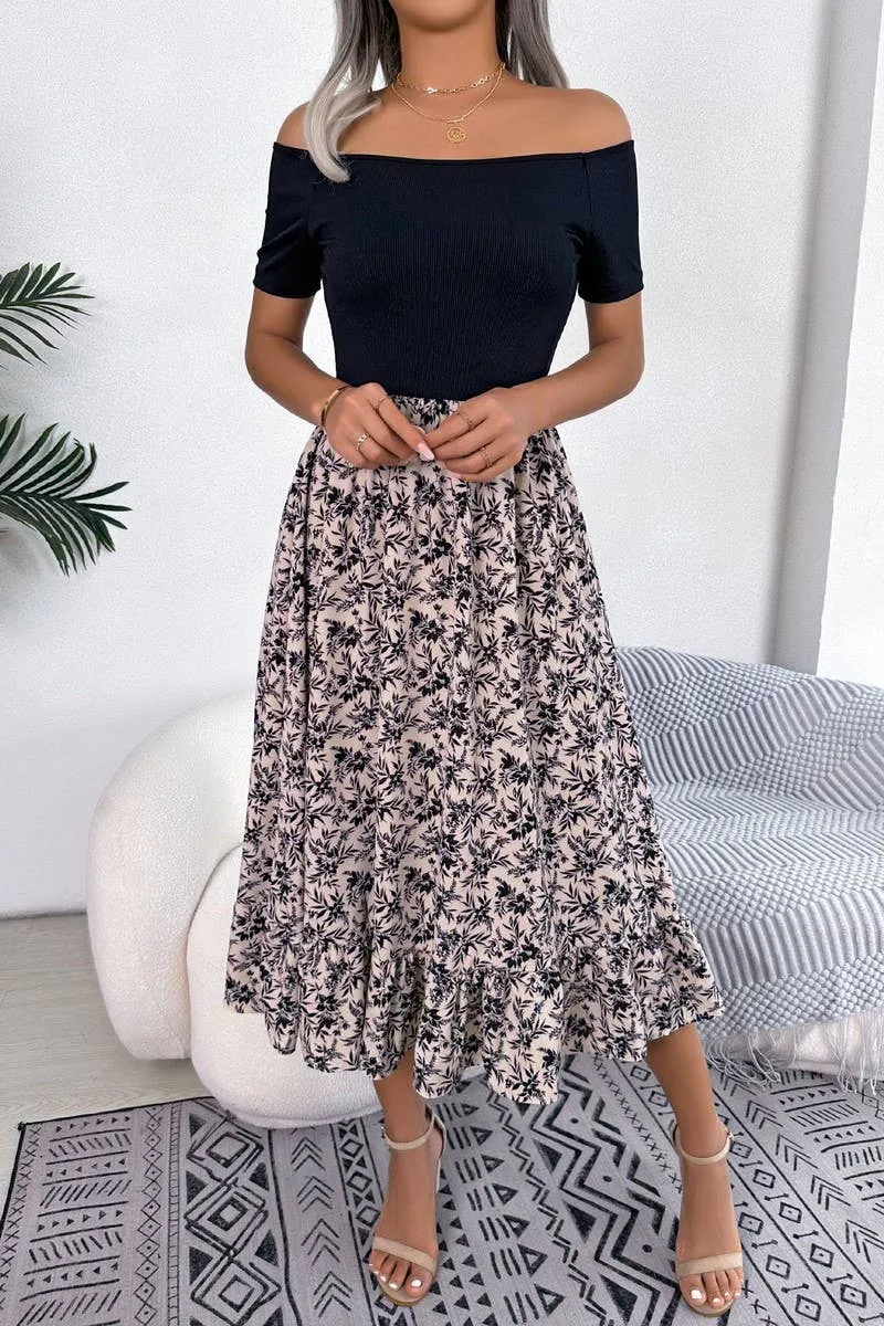 CASUAL FLORAL FLOUNCES MID LENGTH DRESS_CWDSD2506 Gentle Glow Work Ready