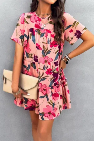 Padded-Bust Pure Piece CASUAL HOLIDAY PRINT SHORT SLEEVE DRESS_CWDSD2405