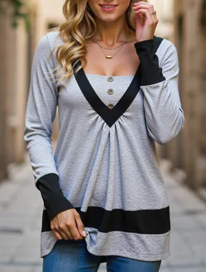 Lightweight Blouse TaglessCollar Casual home t-shirt top for women
