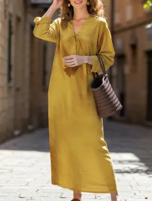Casual long-sleeved robes and dresses Floral Swing Light material