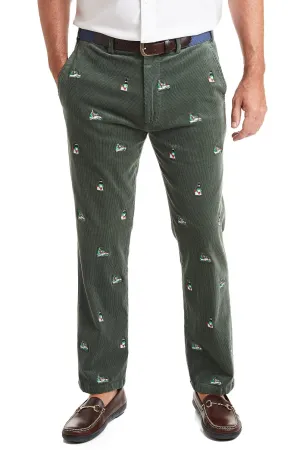 Active Layers Beachcomber Corduroy Pant Olive with Santa Boat and Lighthouse