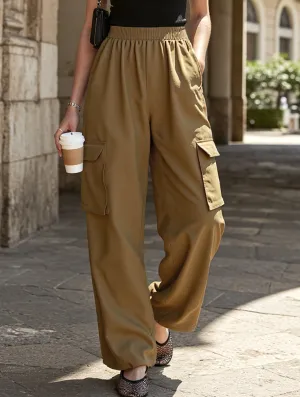 Casual loose cargo pants with ankle elastic strap Seam-Free AntiStaticTreatment