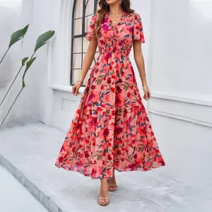 Crystal-Detail CASUAL PRINT DRESS WITH WAIST_CWDMD1914
