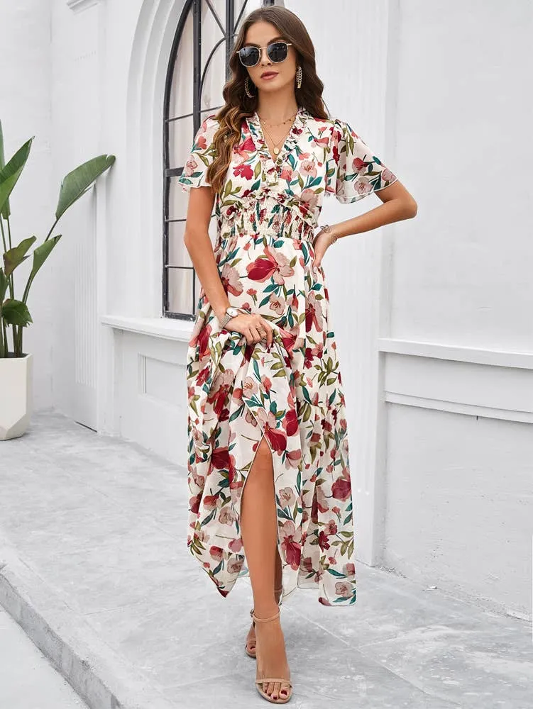 Dainty Finish CASUAL PRINT DRESS WITH WAIST_CWDMD1953