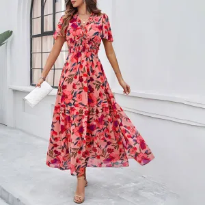 CASUAL PRINT DRESS WITH WAIST_CWDMD1953 Trendy And Comfortable