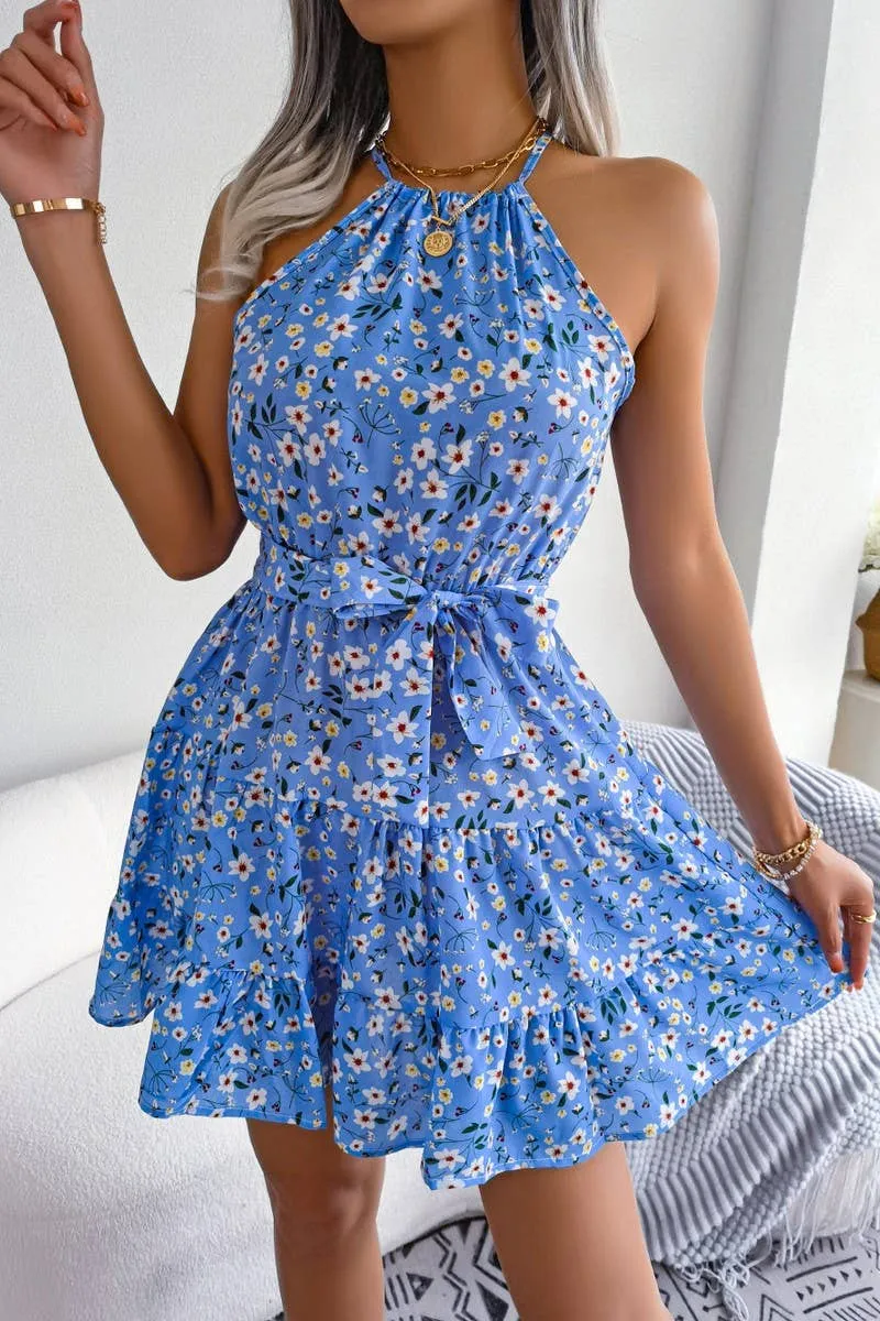 CASUAL RUFFLED FLORAL DRESS_CWDSD2523 Comfortable and Flattering