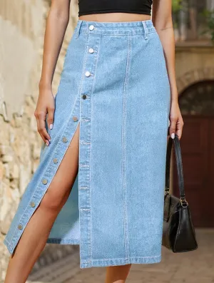 Stretchable Flexible Material Casual semi-elastic denim work skirt