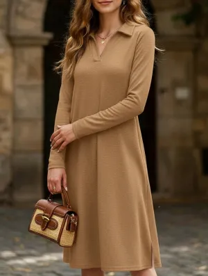 Open-back Casual solid color casual slit dress