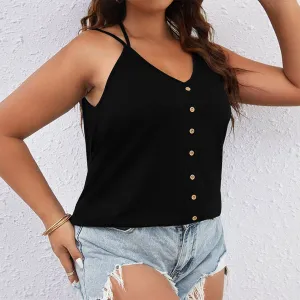 WrinkleResistantFinish CASUAL V NECK SEXY SINGLE BREASTED TANK TOP_CWTTK0360
