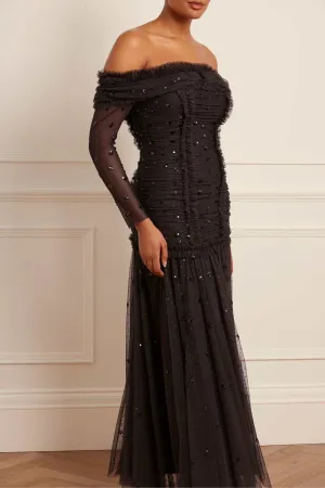Comfy and Cozy Light Layers Love Heart Rouched Off-Shoulder Gown
