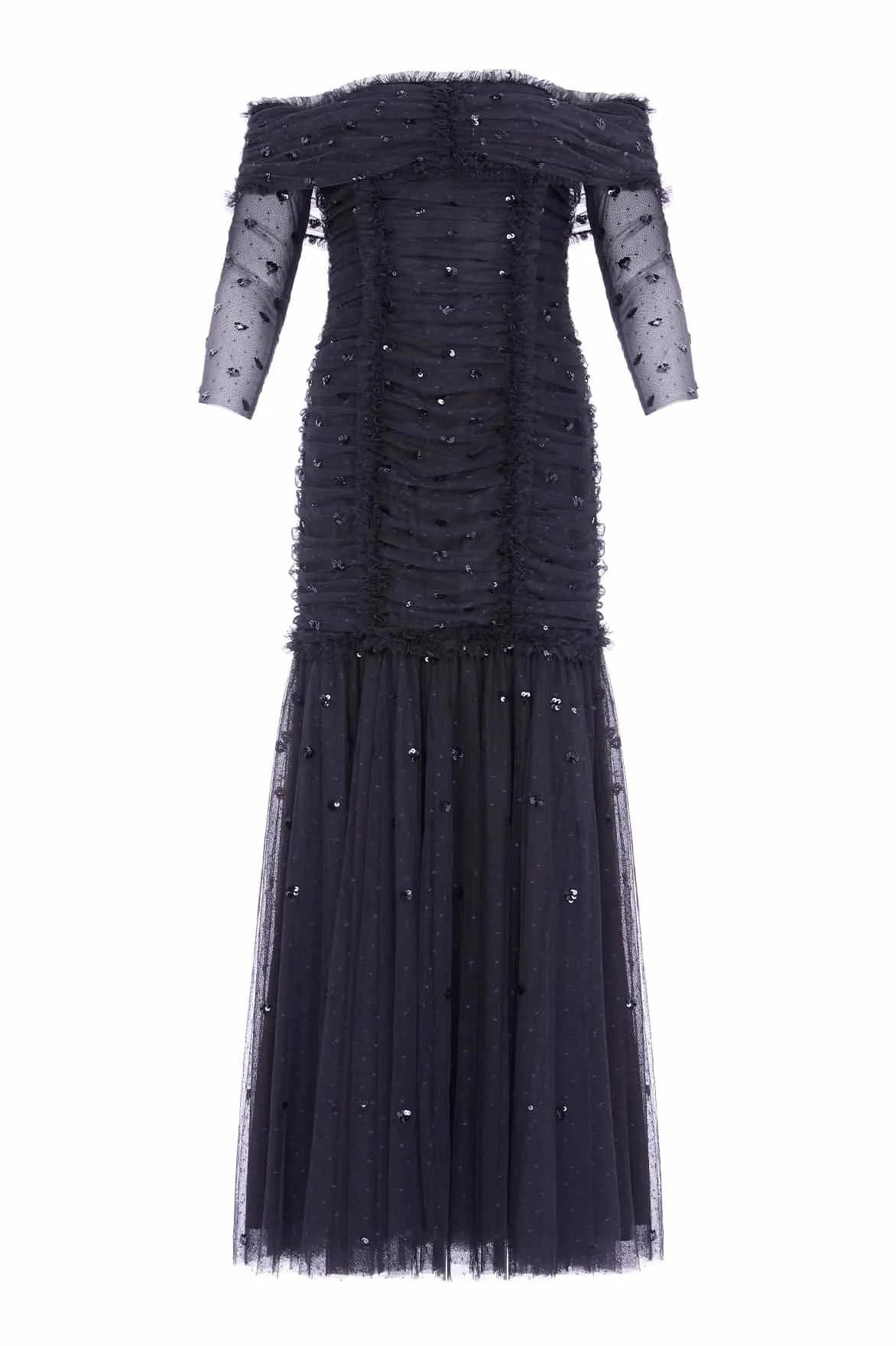 Matte-finish Easy Look Love Heart Rouched Off-Shoulder Gown
