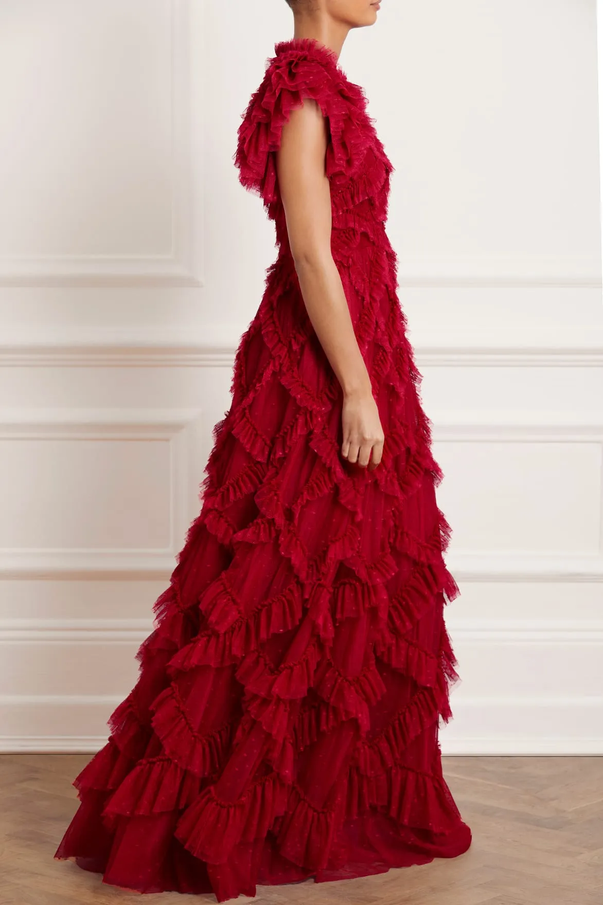 Genevieve Ruffle Gown Clear Blush Fresh Texture