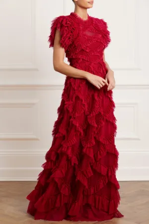 classic waist Light Aesthetic Genevieve Ruffle Gown