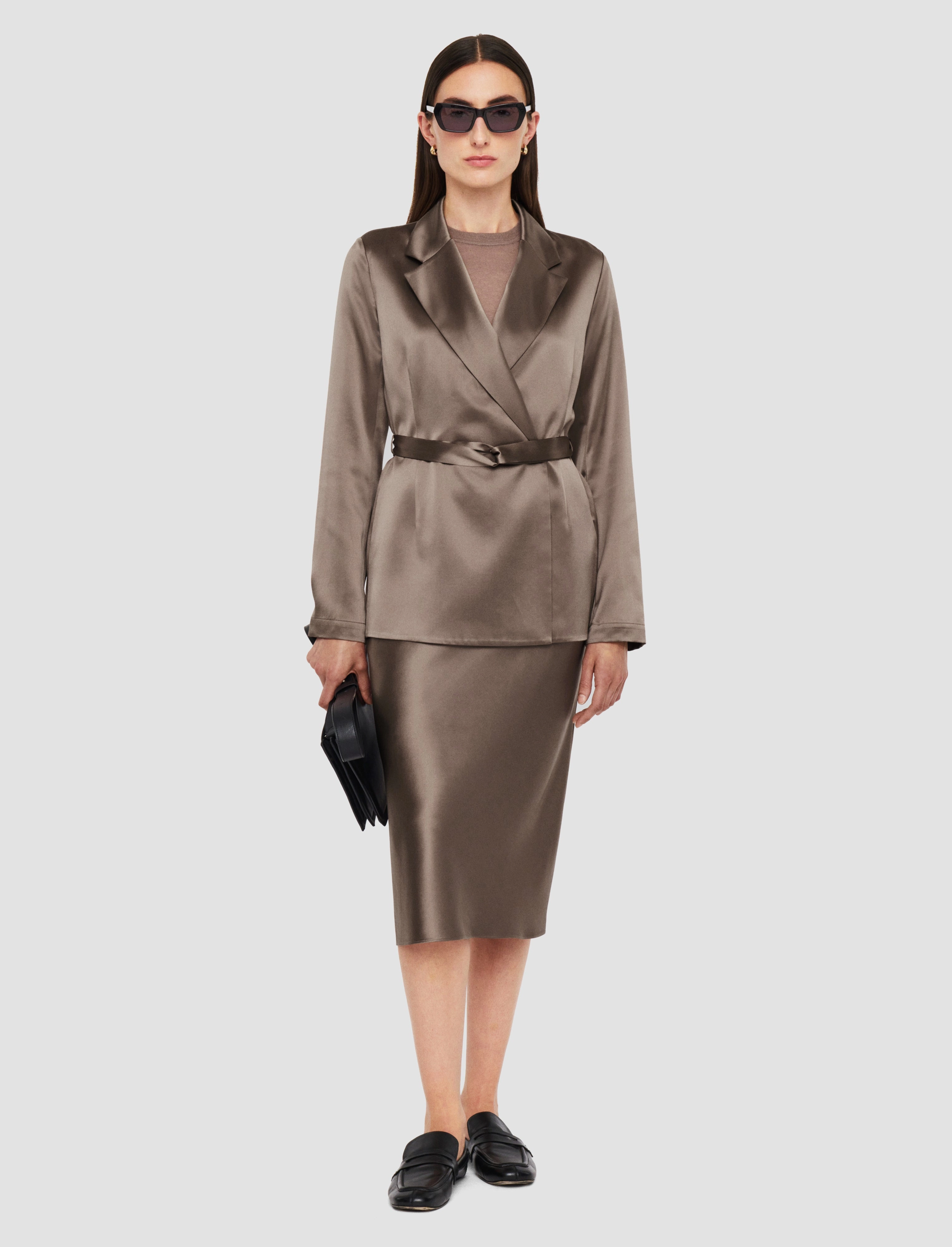Taped Neckline Seams Chilly Wear Joubert Silk Satin Jacket