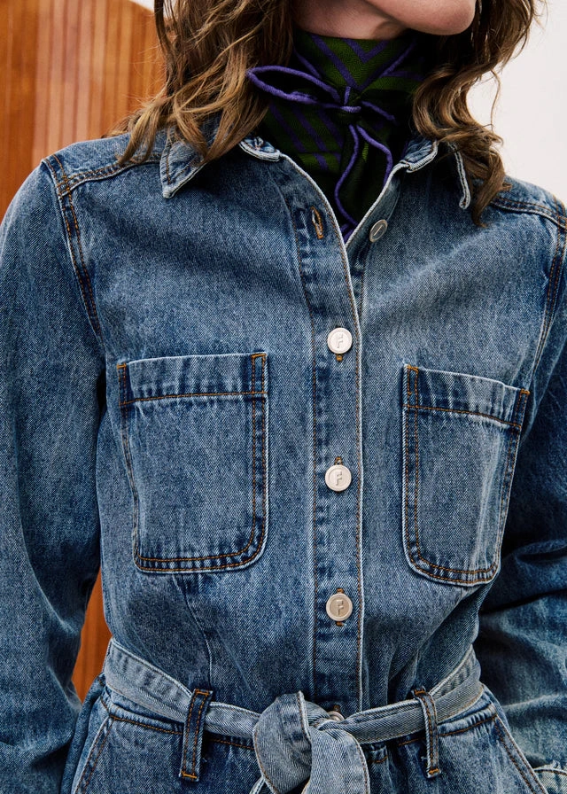 VERBANA BLUE DENIM JUMPSUIT Daily Youth Wedding Versatile