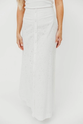 Cathleen Eyelet Maxi Skirt in Ivory Poolside Wear Hand washable
