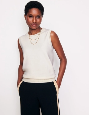 Chill Evening Catriona Crew Neck Cotton Tank-Warm Ivory