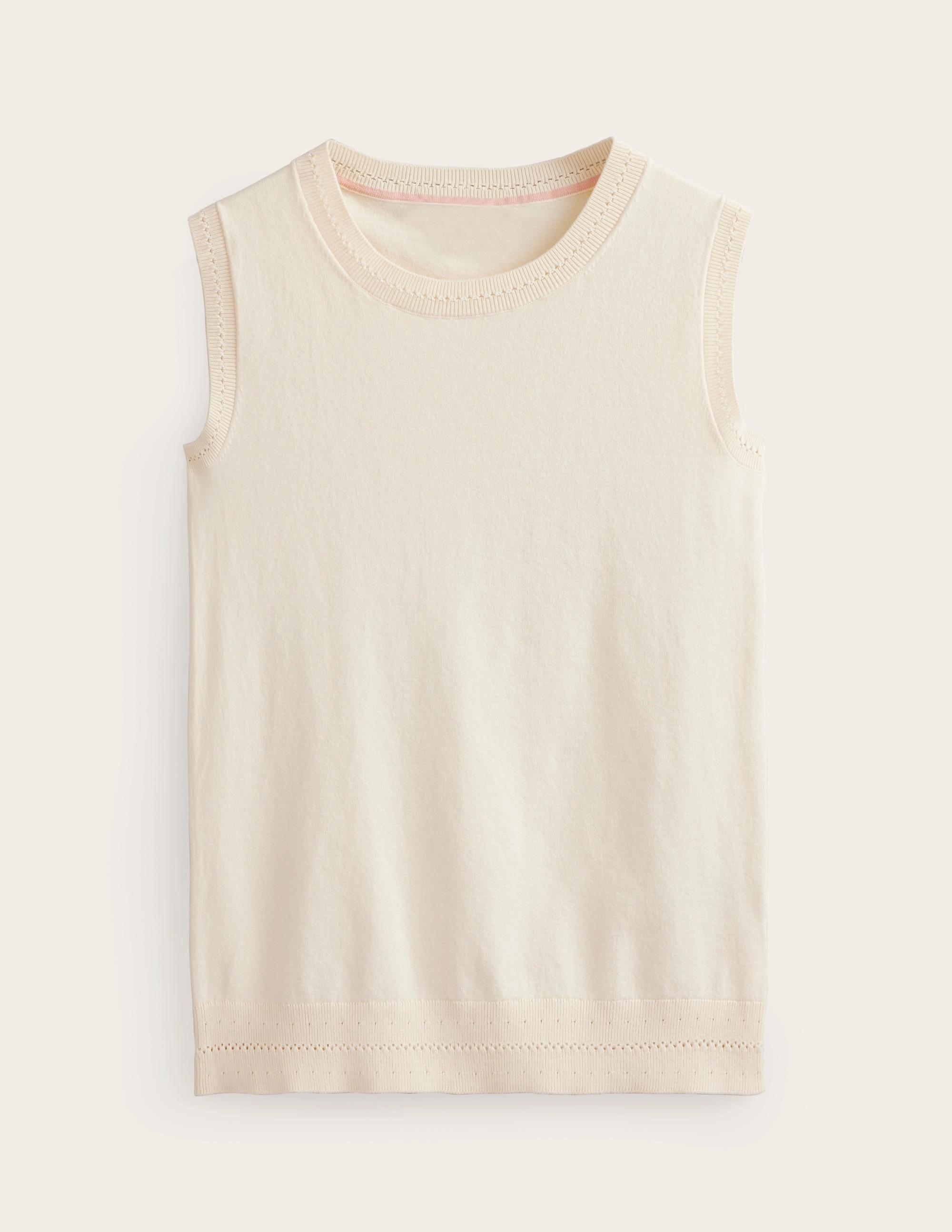 Catriona Crew Neck Cotton Tank-Warm Ivory Fresh Season Colorfast Dyed Knit