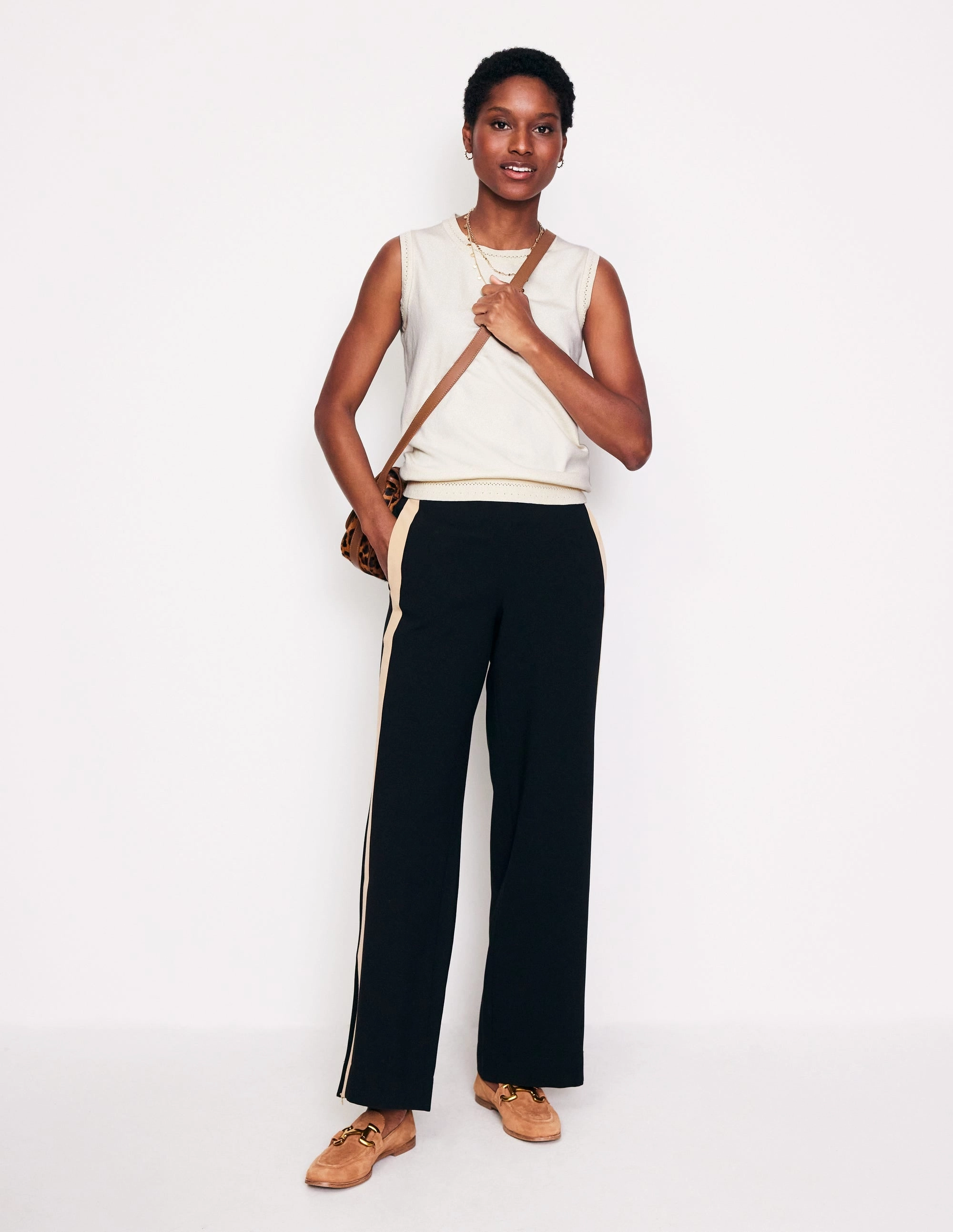 Homewear Style Catriona Crew Neck Cotton Tank-Warm Ivory