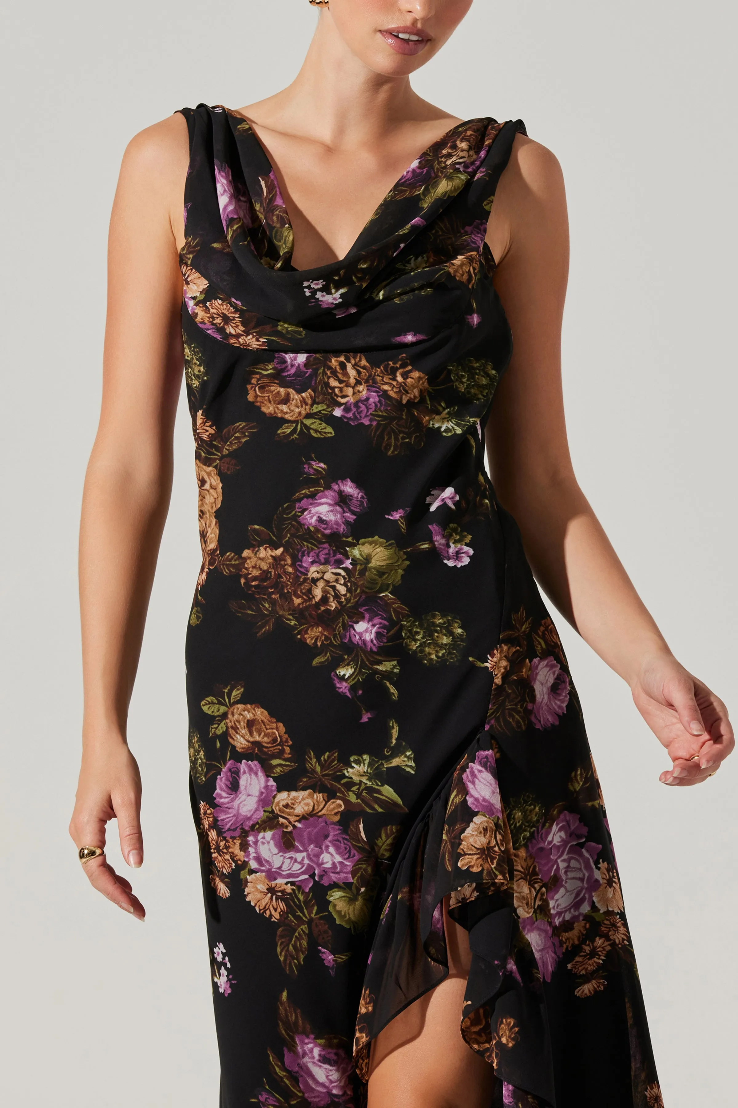 Natural Feel Cecilia Dress Black purple floral