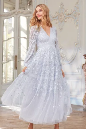 Relaxed work dress Drape Wave Celestia Ribbon Ankle Gown