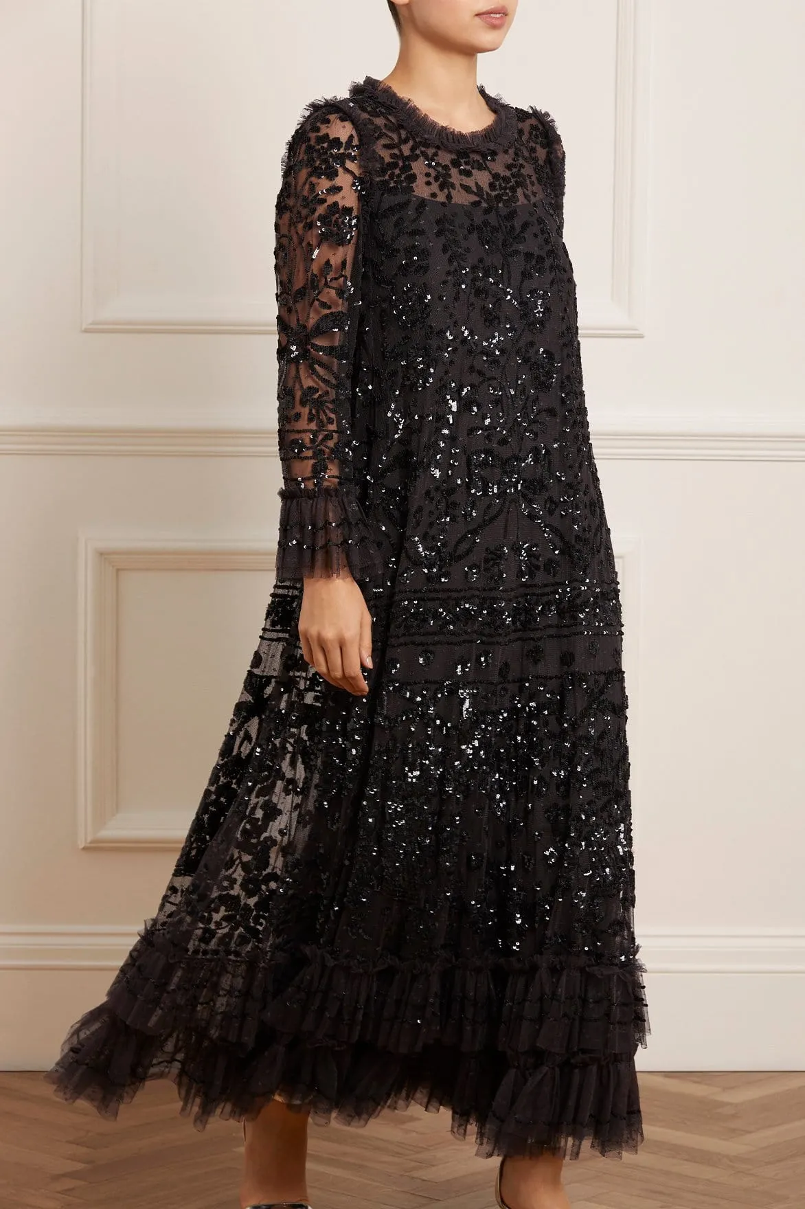 Bold Color Celia Long Sleeve Ankle Gown