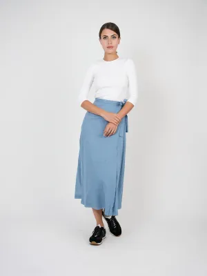Red Myth Light Denim Gauze Wrap Maxi SB3CM8350SL2 Subtle Detail Soft Motion