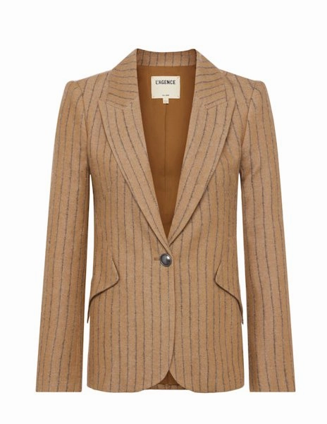 Chain Stretch Fit Chamberlain Pinstripe Blazer Tan/Charcoal