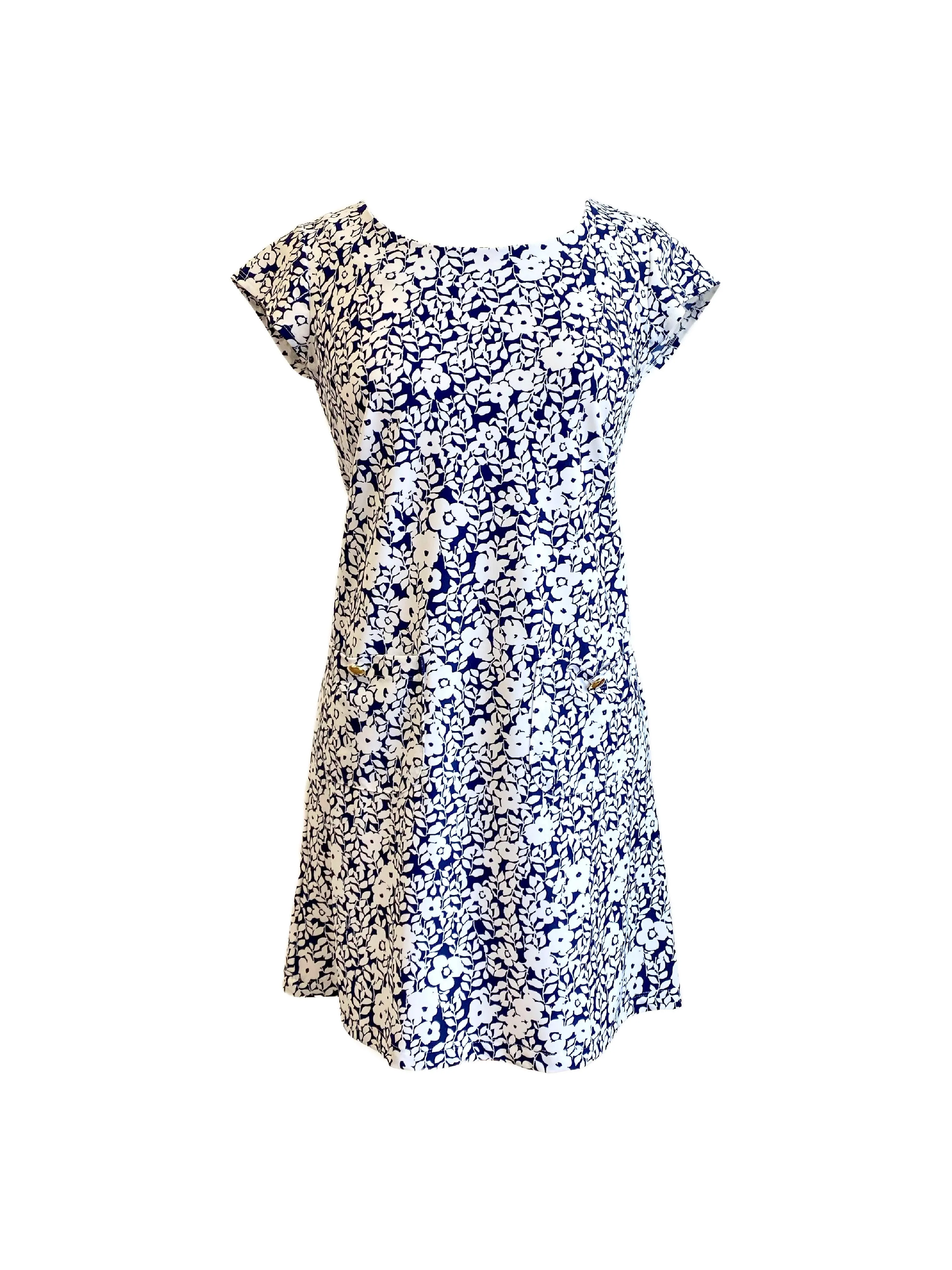 Charleston Cap Sleeve Dress Rosa Rugosa Navy Romantic-Detail Layered Comfort