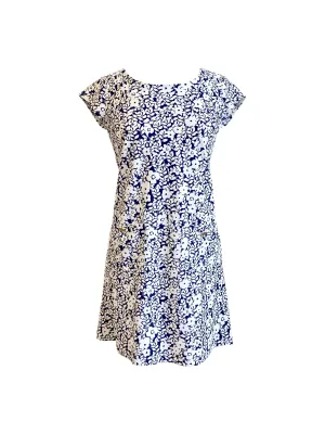 Breathable fabric Magnetic-Closure Charleston Cap Sleeve Dress Rosa Rugosa Navy