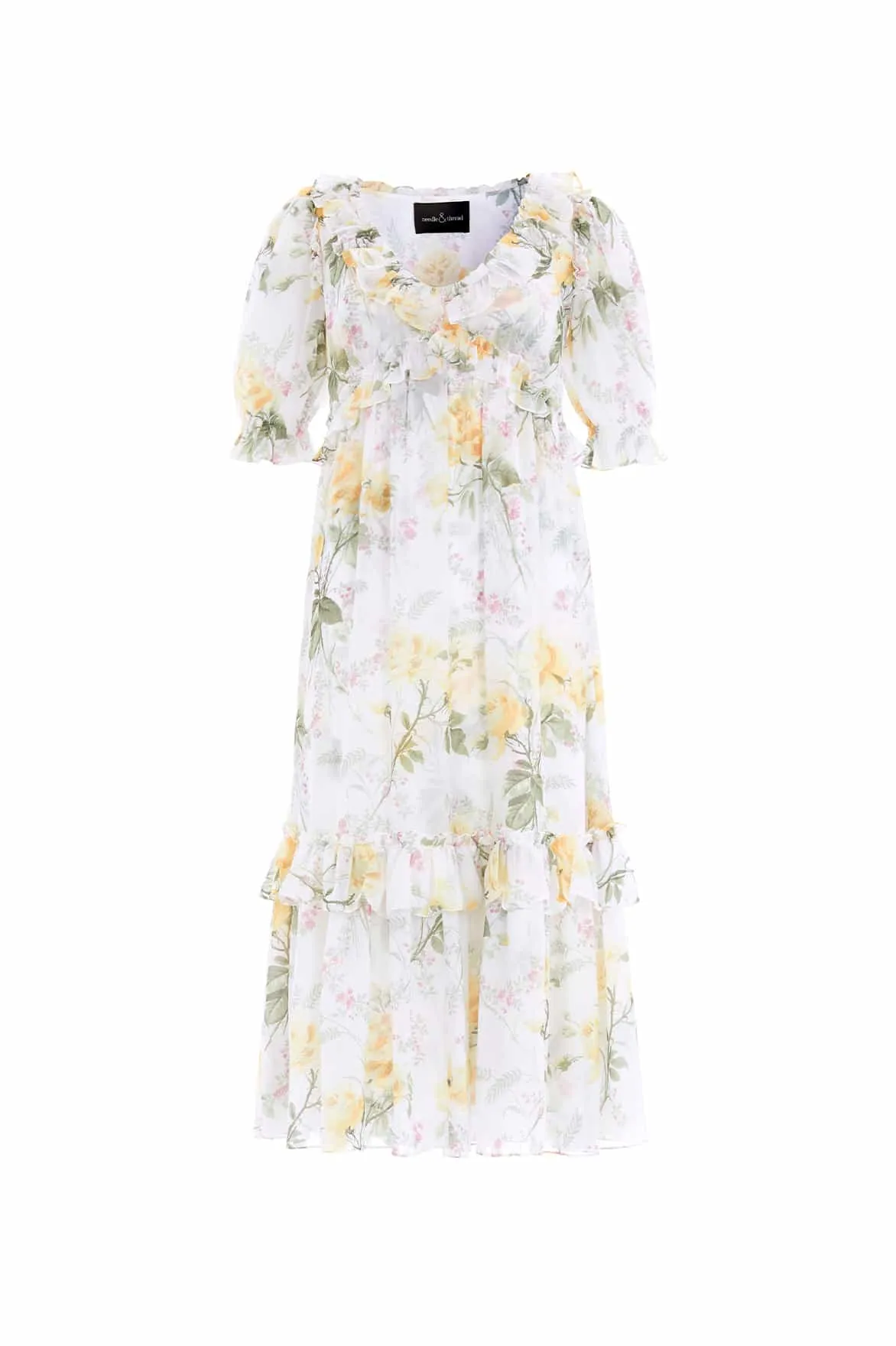 Body Ease Rose Chiffon Short Sleeve Ballerina Dress