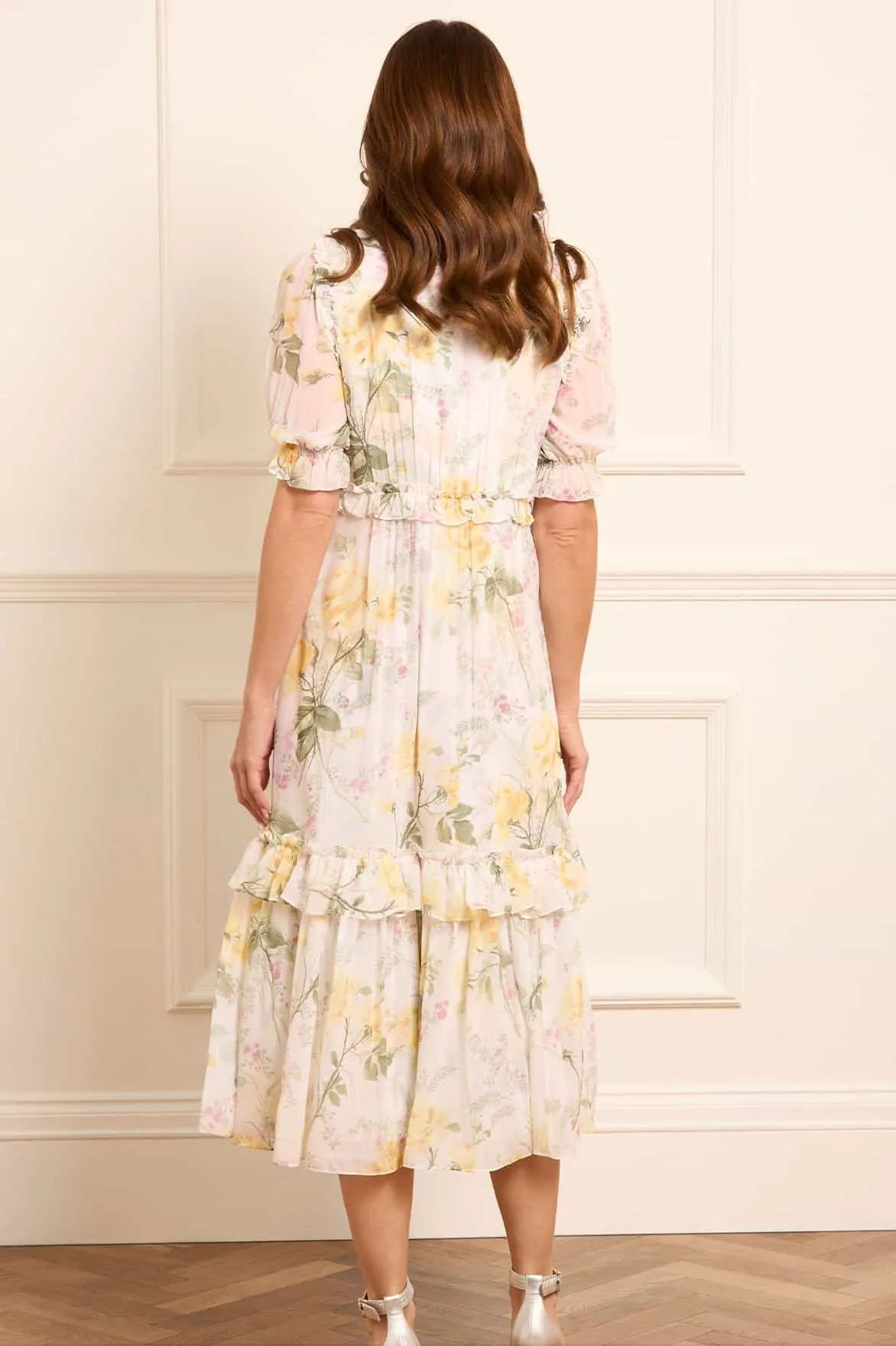Rose Chiffon Short Sleeve Ballerina Dress Daily Style Slim-fit