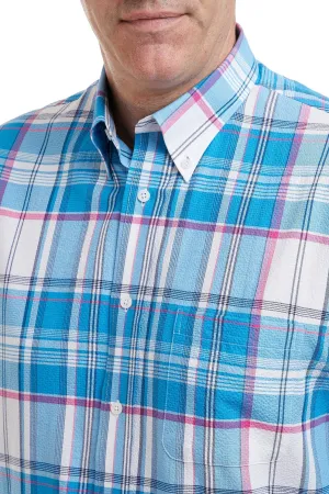 Chase Shirt Blue and Pink Union Seersucker PuckerFree Surface