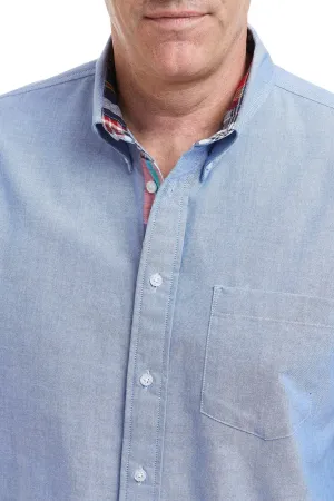 SustainableBlend Chase Shirt Blue Oxford with Weston Patch Madras Trim
