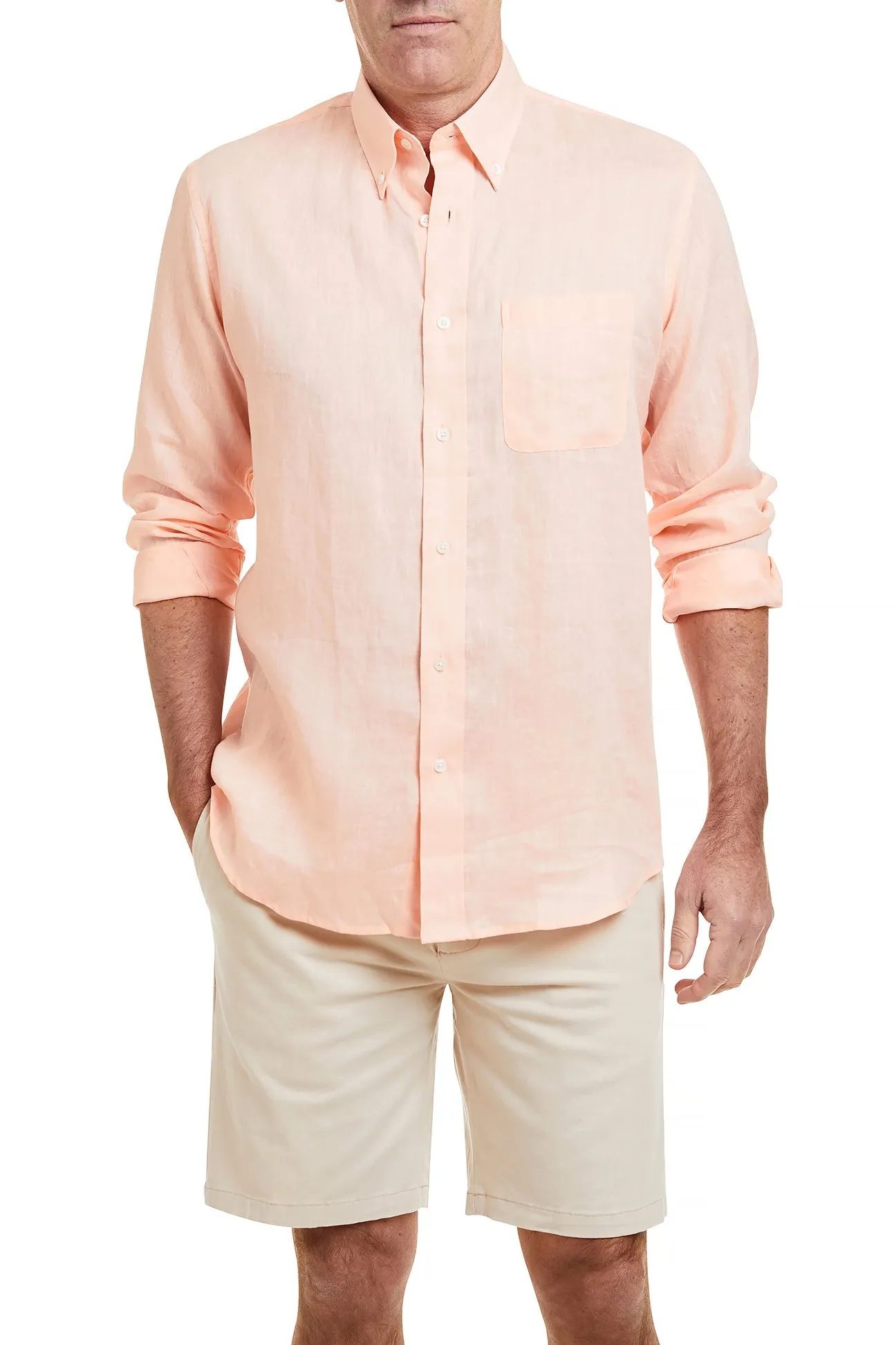Chase Shirt Linen Peach Seamless Construction Design
