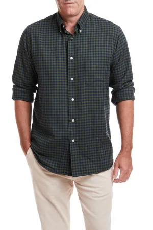 Chase Shirt Olive and Navy Buffalo Check HiddenZipper LightweightTexture