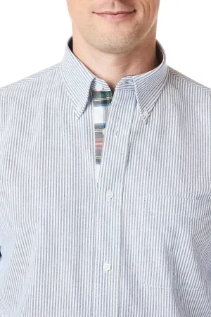 Chase Shirt Oxford Blue Stripe with Dress Stewart Trim OversizedFit