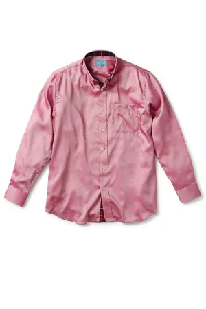 Relaxed Fit Shirt Flatlock Seam Technique Chase Shirt Red Oxford with Black Stewart Plaid Trim
