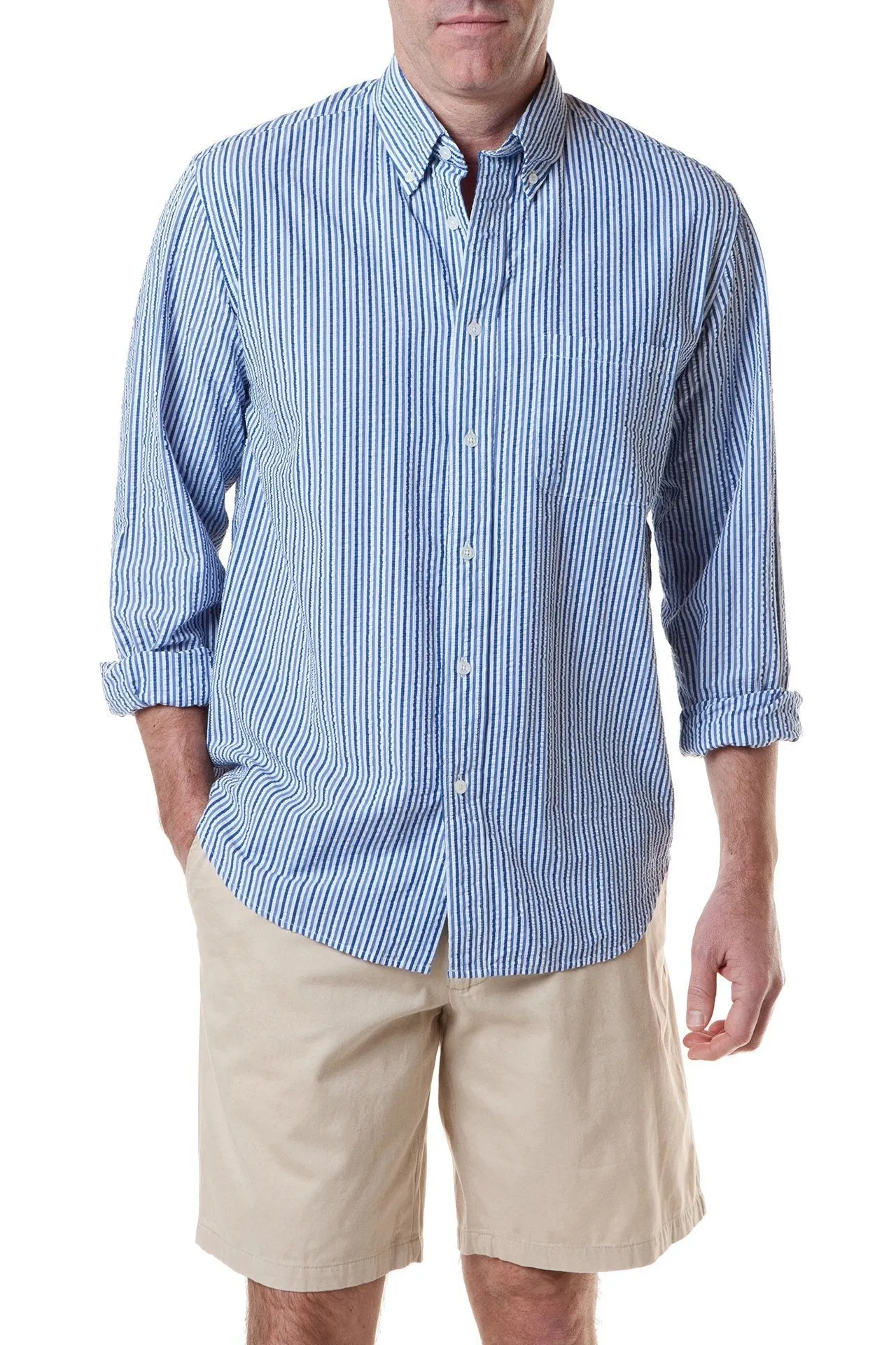 Chase Shirt Royal & Navy Seersucker OdorResistant Treatment Street Style
