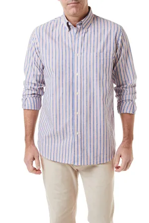 Chase Shirt Wharf Stripe Navy and Hurricane Red DualLayer Weave Durable Stitch Pattern